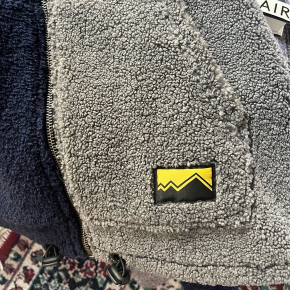 Lazy Oaf Blue Colorblock Sherpa Full-zip Hoodie Sweatshirt - Picture 8 of 9